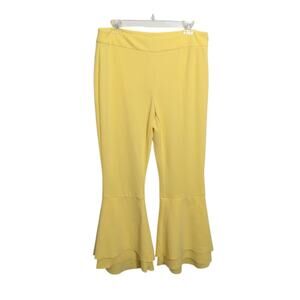 New INC International Yellow Bell Bottom Pants Size 10 boho chic retro